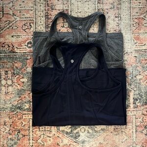 Lululemon Athletica Gray and Black Tank Tops